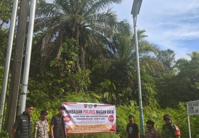 Unit Opsnal Satreskrim Polres Nagan Raya Pasang Spanduk Imbauan Anti-PETI di Kecamatan Beutong