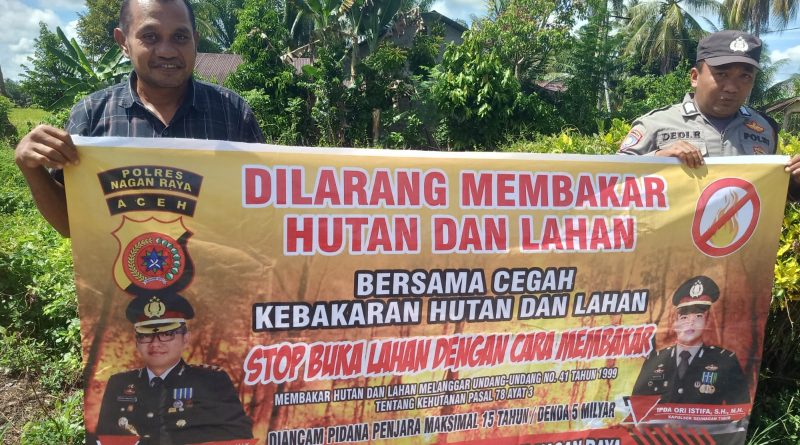Polsek Seunagan Timur Sosialisasikan Pencegahan Karhutla, Ajak Masyarakat Stop Pembakaran Hutan dan Lahan
