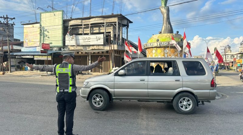 Satlantas Polres Nagan Raya Gelar Strong Point Pagi, Wujudkan Kamseltibcarlantas di Jam Sibuk